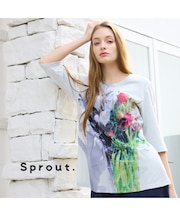 【Sprout./M～4L】フラワープリントTシャツ