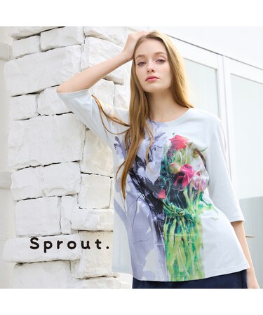 【Sprout./M～4L】フラワープリントTシャツ