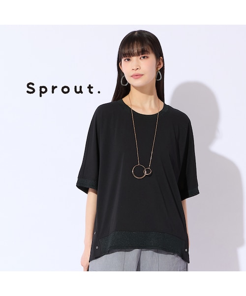 Sprout./L~4L対応】ドルマンスリーブラメ配色Tシャツ Sprout./L~4L対応】ドルマンスリーブラメ配色Tシャツ