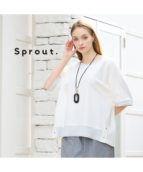 【Sprout./L～4L対応】ドルマンスリーブラメ配色Tシャツ