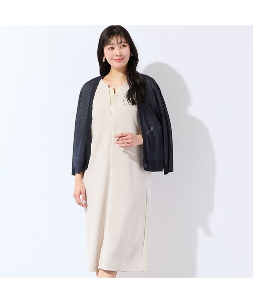 【洗える・着映え・3Lサイズあり】キーネックコクーンワンピース