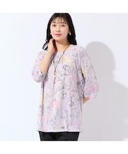 【洗える・日本製】ストライプフラワーチュニック