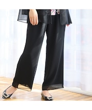 【人気追加・洗える・L～4Lサイズ】ジョーゼットセミワイドパンツ