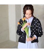 【洗える】ドットプリントカーディガン