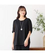 【手洗いOK・セットアップ対応】シフォンパフスリーブカットソー