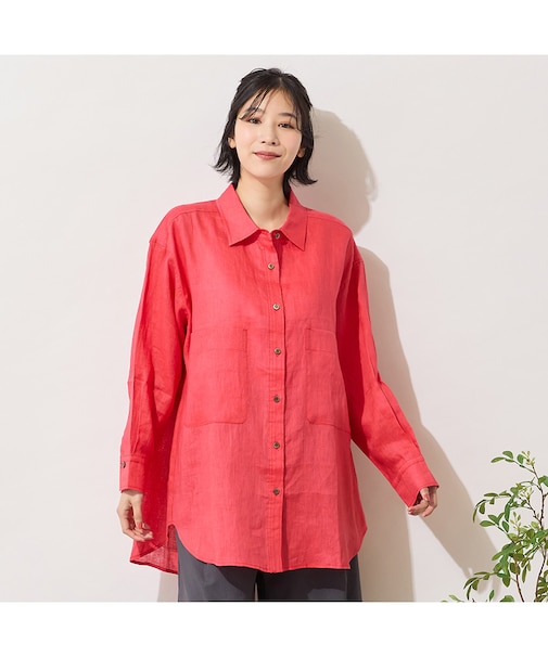 【リネン100%・手洗いOK】ビッグポケットオーバーシャツ