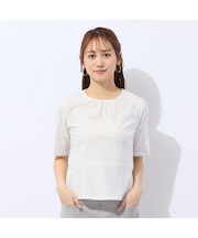 【洗える・接触冷感】綿100%ギャザー半袖Tシャツ