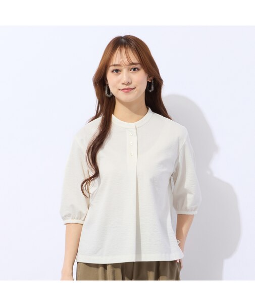 【洗える・接触冷感】ストレッチプルオーバーブラウス