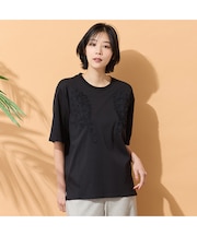 【綿100％・手洗いOK】テープ刺繍カットソー