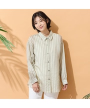 【手洗いOK】マルチストライプ柄シャツ