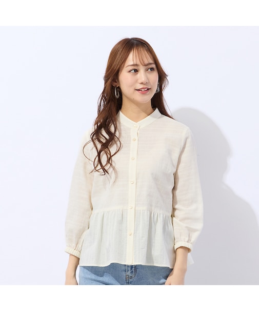 【洗える】播州織カラミレースブラウス