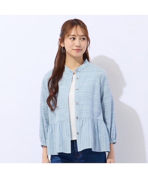 【洗える】播州織カラミレースブラウス