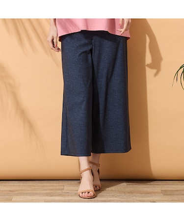 【手洗いOK・接触冷感・UVカット】デニムプリントワイドパンツ