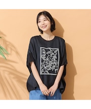 【手洗いOK・接触冷感】フラワープリントコクーンブラウス