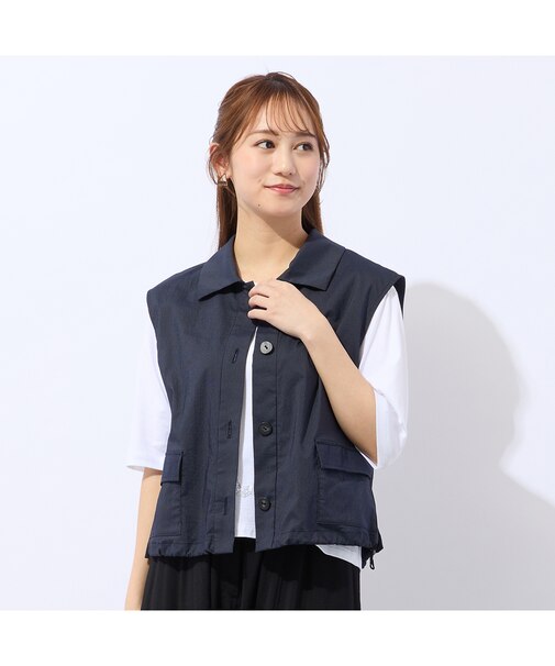【洗える】ナイロンストライプベスト