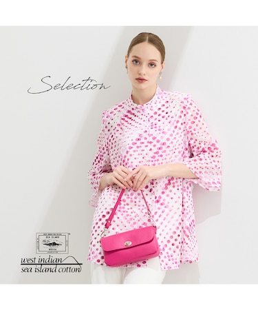 【11~17号】海島綿カットジャカードブラウス