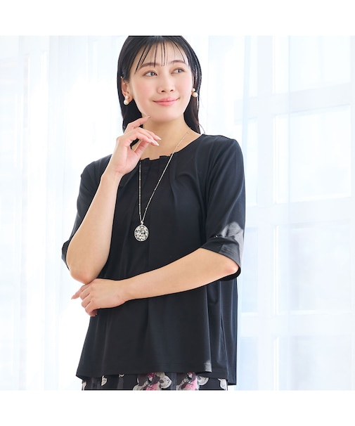 【洗える・L～4Lサイズ】フロントタックTシャツ