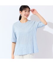 【洗える・日本製・L～4Lサイズ】コットンジャカードカットソー