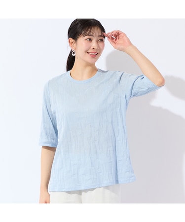 【洗える・日本製・L～4Lサイズ】コットンジャカードカットソー