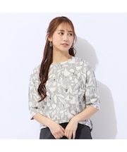 【洗える】幾何プリントプルオーバーTシャツ