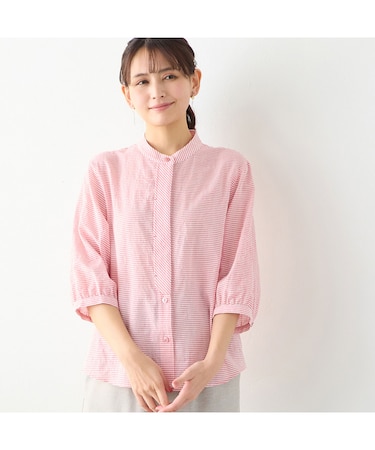 【洗える】シャーリングブラウス