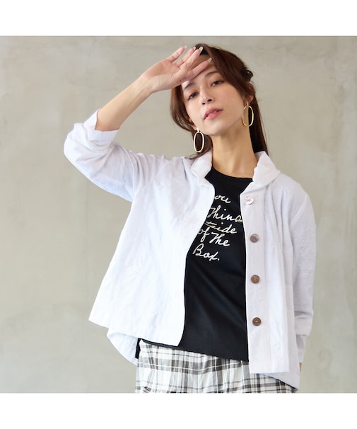 【洗える・アンサンブル対応】綿ジャカードカーディガン