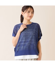 【洗える】透かし編みニットプルオーバー