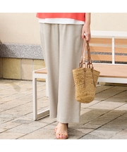 【洗える・吸水速乾・接触冷感】オックスストレッチワイドパンツ