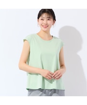 【洗える・L～4Lサイズ】ラインストーンつきノースリーブトップス