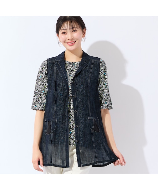 【洗える・接触冷感・L～4Lサイズ】カラミ テーラードジレ