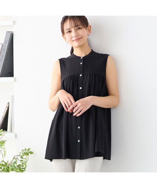 【洗える】ノースリーブフレアブラウス