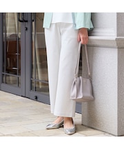 【洗える・S～LLサイズ】ピケストレッチセミワイドパンツ