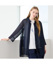 【M～4L】梨地ジョーゼットバックプリーツブラウス