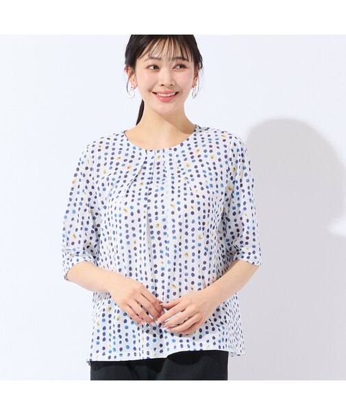 【洗える・日本製・L～4Lサイズ】カラードットTシャツ