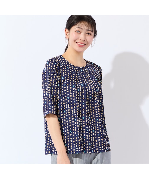 【洗える・日本製・L～4Lサイズ】カラードットTシャツ