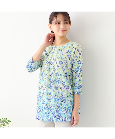 【洗える・日本製】フラワーガーデンチュニック