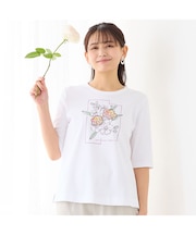 【洗える・綿100%】アップリケTシャツ