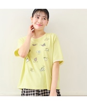 【洗える・日本製・L～4Lサイズ】フルーツ刺繍Tシャツ