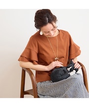 【洗える】フリルスリーブTシャツ