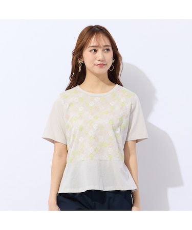 【洗える】ローンワッシャー刺繍Tシャツ