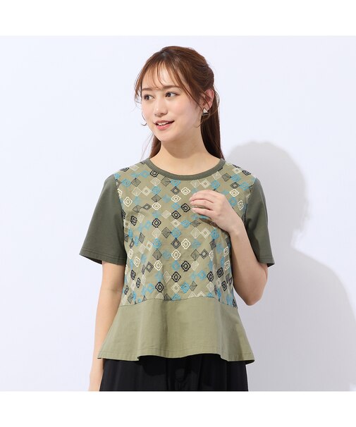 【洗える】ローンワッシャー刺繍Tシャツ