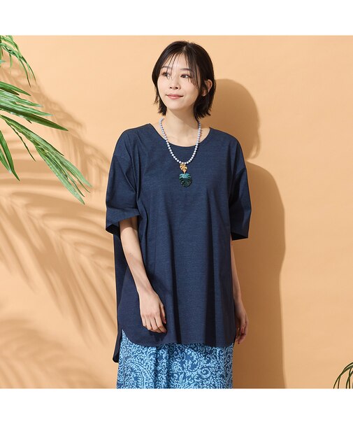 【手洗いOK・接触冷感・吸水速乾・遮熱】ラウンドヘムチュニックカットソー