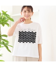 【洗える】フラワーレースつきTシャツ