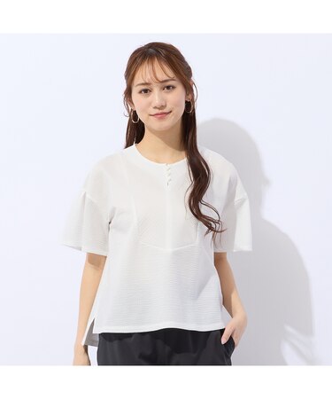 【洗える】シアサッカープルオーバーTシャツ