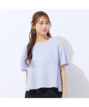 【洗える】シアサッカープルオーバーTシャツ