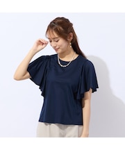 【洗える・接触冷感】ラッフルスリーブTシャツ