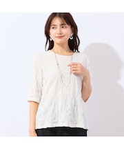 【洗える・綿100%・日本製】強撚ジャカードTシャツ