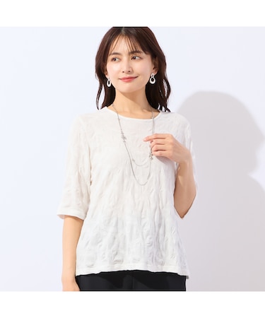 【洗える・綿100%・日本製】強撚ジャカードTシャツ