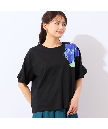 【洗える・綿100%】フリルスリーブTシャツ