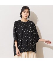 【手洗いOK・綿100％】ニュアンスドット・フロントヘムドロストカットソー